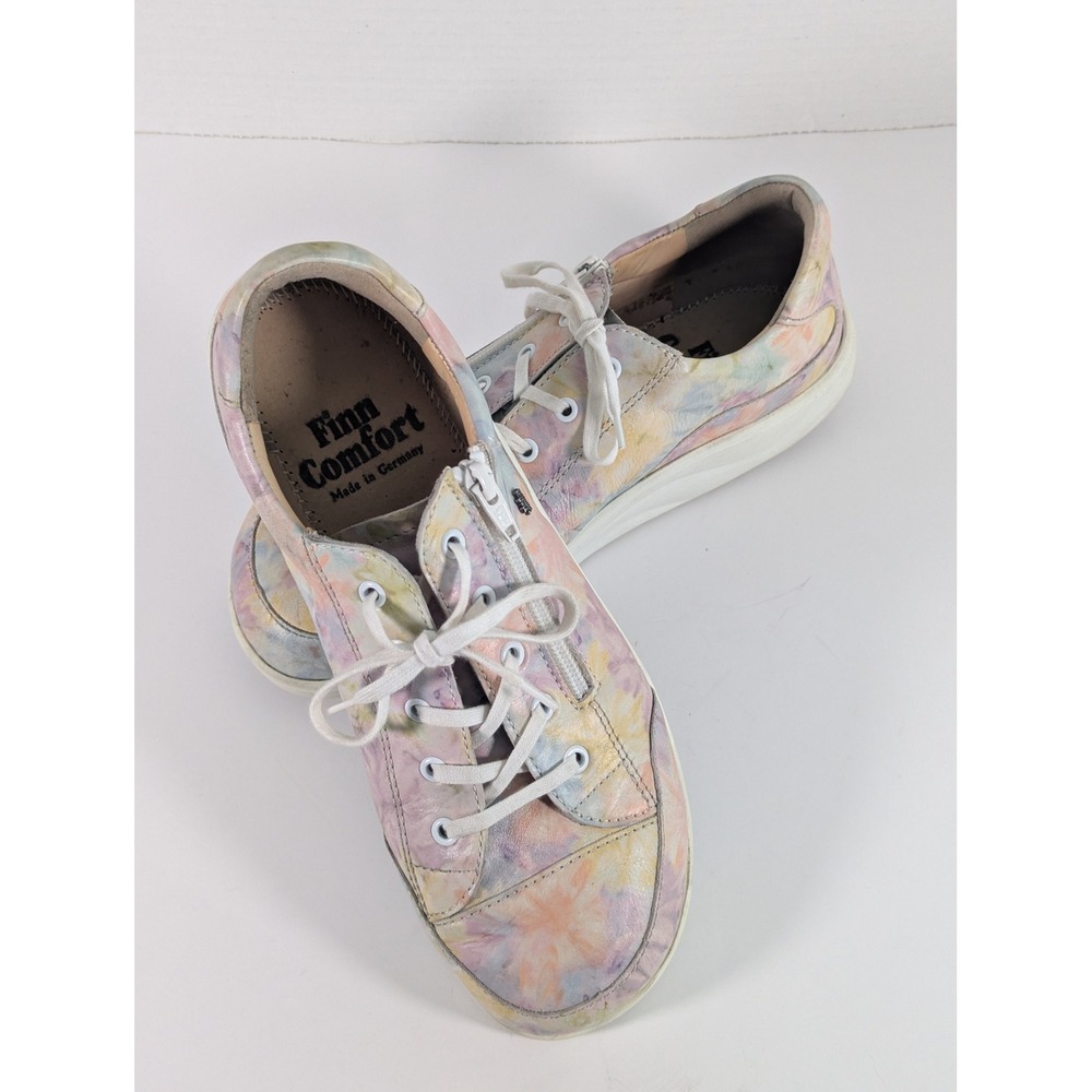 Finn Comfort Ikebukuro Floral Tie Dye Leather Sneakers Zip Shoe Womens 7 3420209